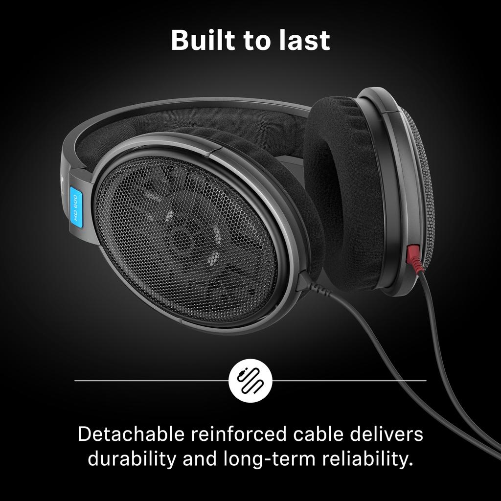 Sennheiser HD 600 Wired Headphones dynamic wired headphones for featuring a wide soundstage and high ideal for music with a metal mesh black –