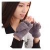 Niedliche Korallenfleece-Tau-Halbfinger-Klapp-Tastaturhandschuhe, Damen Herbst- und Winter-verdickte warme Plüschhandschuhe