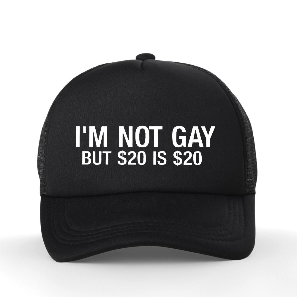 I'M Not Gay But 20 Is 20 Funny Baseball Cap Unisex Fashion Adjustable Hip Hop Summer Mesh Breathable Snapback Hat
