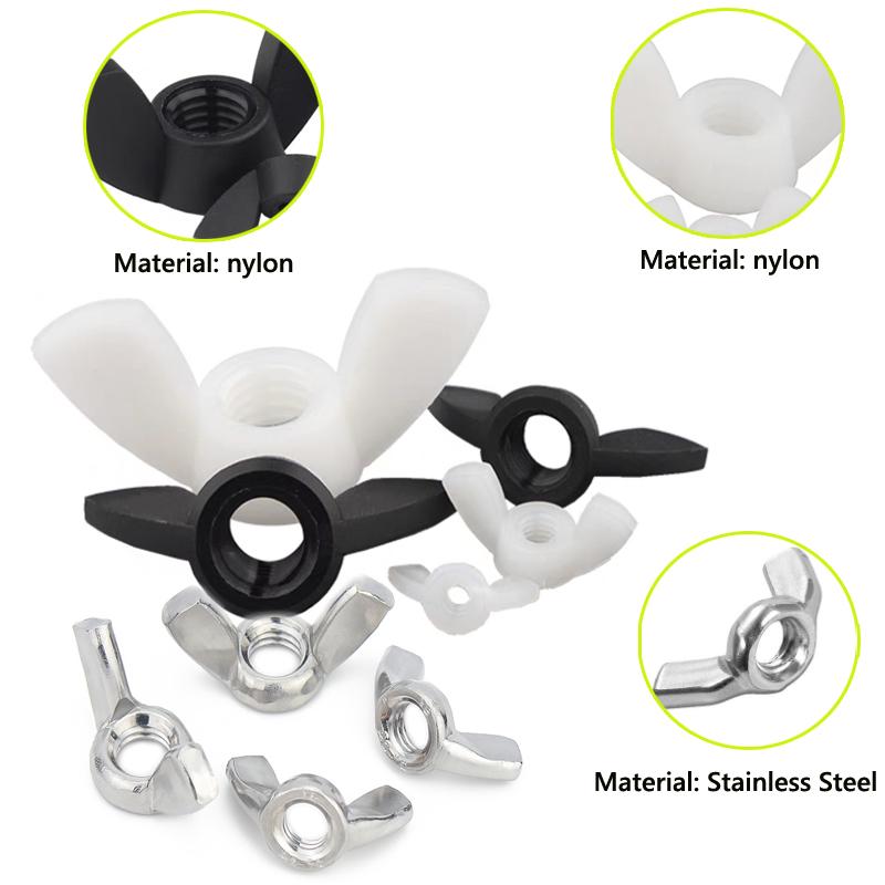 5-25pcs M3 M4 M5 M6 M8 M10 Nylon/304 Stainless Steel Hand Tighten Nut Butterfly Nut Ingot Wing Nut Nuts