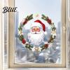 Removable Window Murals Christmas Clings Cute Santa Claus Wreath Sticker Cartoon Holiday Glass Decals Static Decal for Office Shop Winter