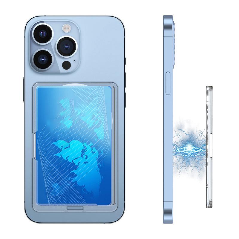 For Magsafe Transparent Magnetic Wallet Clip Phone Back Sticker For Iphone12Pro 13 14 Pro Max Macsafe Card Bag On Sleeve
