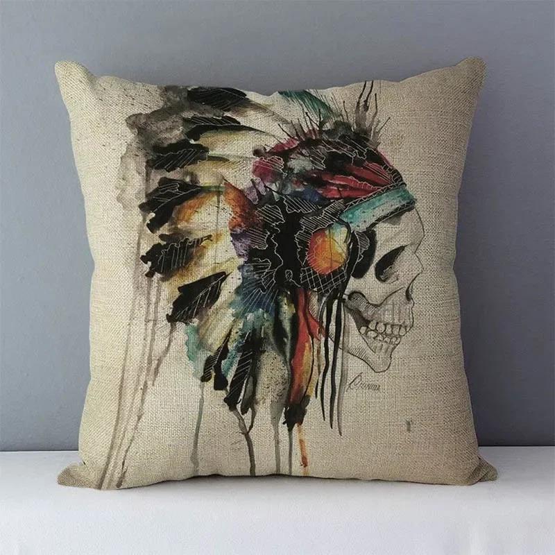 Post-modern Style Couch Cushion Cover Skull Printed Home Decorative Pillows Square Size  Seat Back Cushions Pillowcase