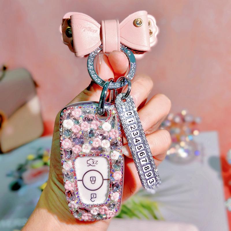 Diamond-Studded Key Cover for Ford Cars and Women's Handbags