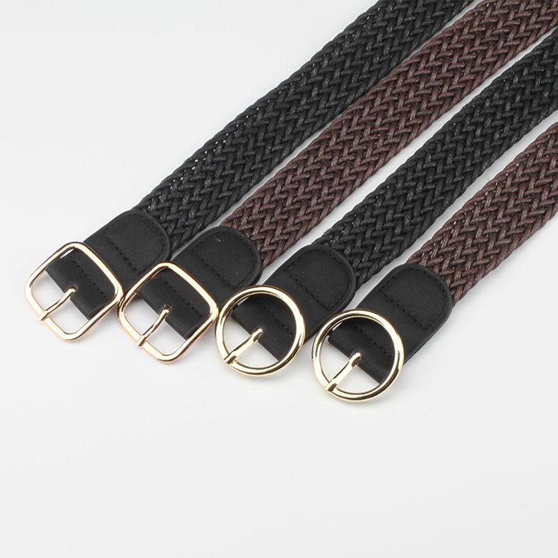 Circle Buckle Square Buckle Women'S Wax Rope Woven Belt Sweater Shirt Accessories