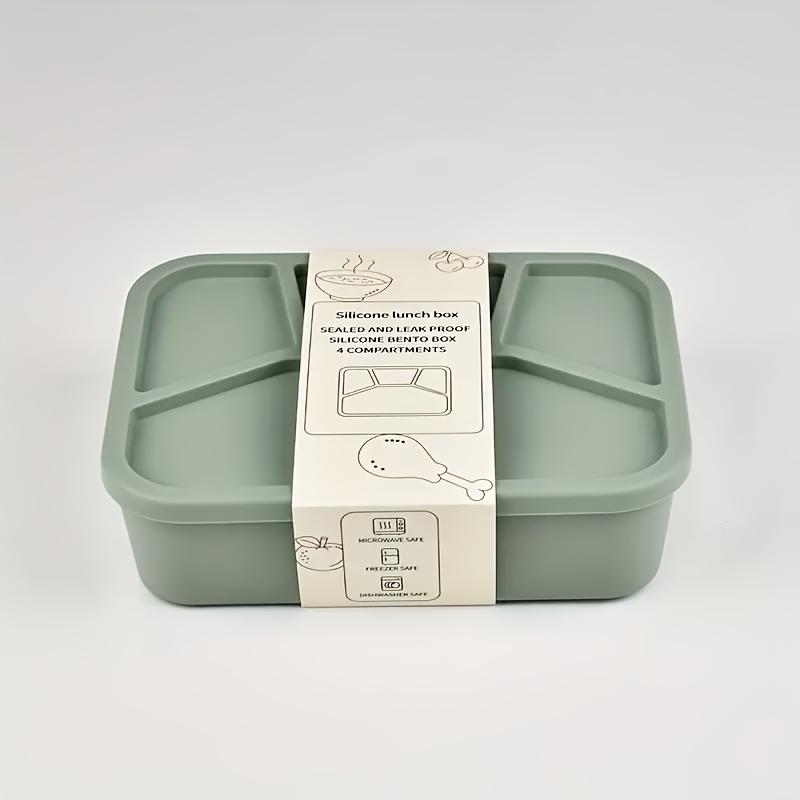 Premium einfache Silikon-Lunchbox, vier Fächer, verdickt und auslaufsicher, Studenten- und Erwachsenen-Lunchbox, Schulanfang