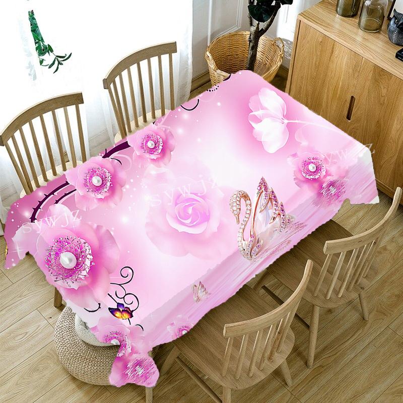 Rožių raštas vandeniui atsparus valgomojo stalo užvalkalas Vestuvių vakarėliui Stačiakampė staltiesė namų virtuvės dekoravimo juosta