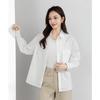 Yi Fei Spring 2026 White Cotton Formal Shirt: Business Commuting Lapel, Long Sleeve, Waist-Cinching, Loose Fit