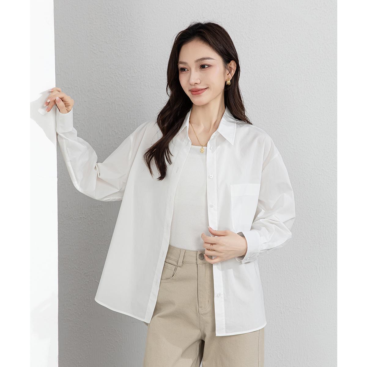 

Yi Fei Spring 2026 White Cotton Formal Shirt: Business Commuting Lapel, Long Sleeve, Waist-Cinching, Loose Fit Small белый