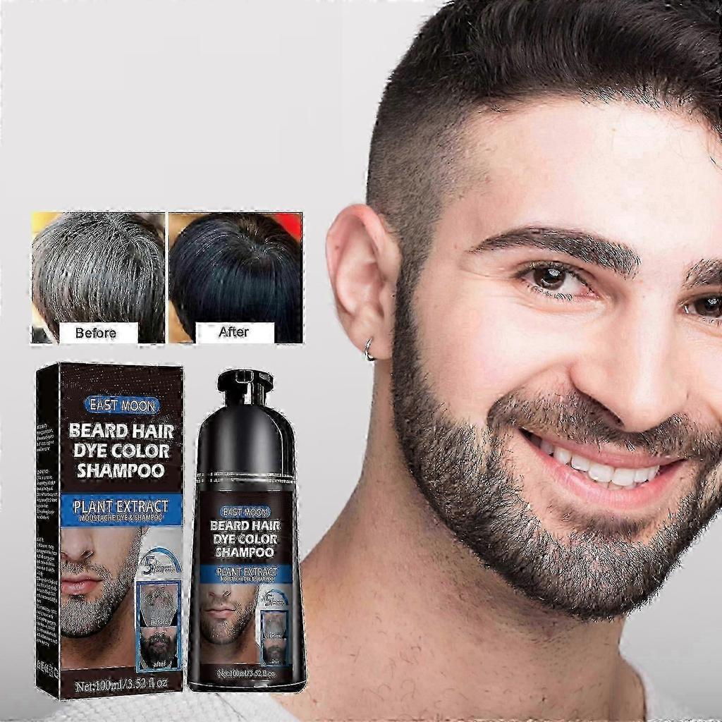 Mens Beard Dye for Men Black in 5 Minutes & Long-Lasting Black Hair Dye for Gray Hair Coverage, Root Touch Up Color for Men Beard & Mustache