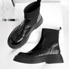 Autumn and winter new elastic thin boots women's British thick-soled Martin socks boots versatile knitted velvet short boots