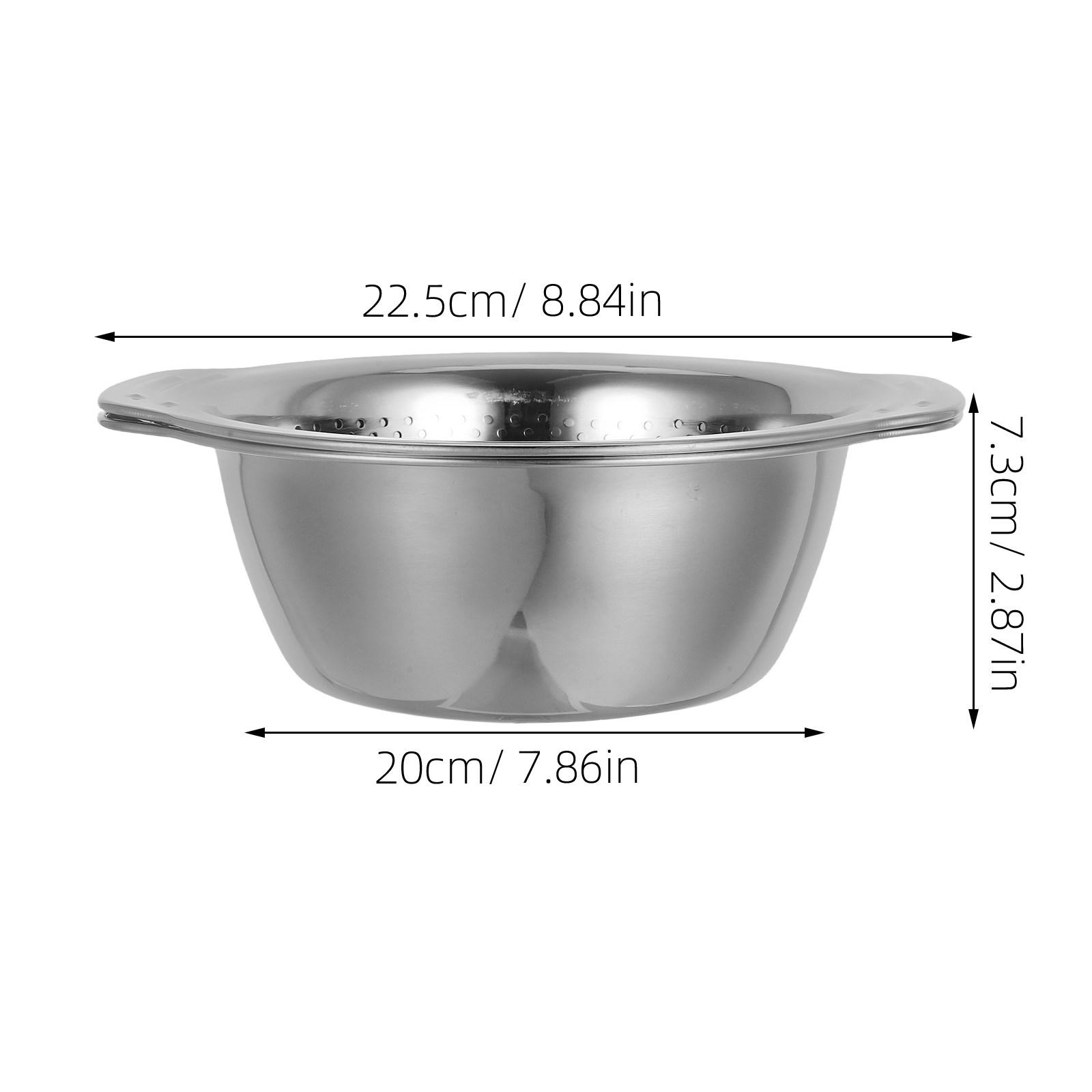 

2Pcs Stainless Steel Vegetable Wash Basket Large Capacity Kitchen Colander Strainer Round Stackable Fruit Fruit Pasta Rice серебряный