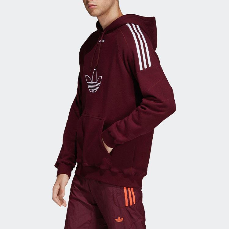 Adidas Bluza sportowa z kapturem Originals Trefoil Flock Męskie Topy Bordowy DU8114