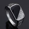 Ring Classic Square Men'S Ring Hand Jewelry Geometric Diamond Set