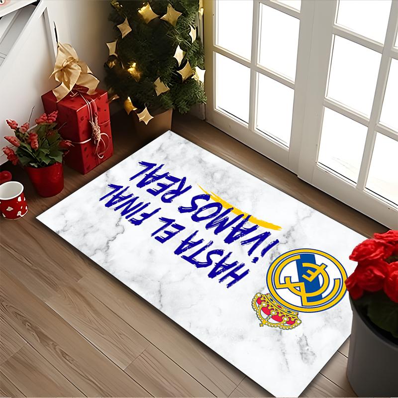 Real Madrid Rug Ideal for Reading Room, Multi-purpose Office Chair Sofa Carpet, Anti-slip Printed Home Area Rug