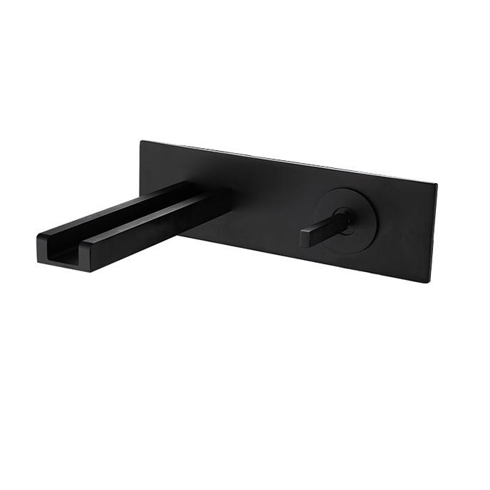 Wall Mounted Basin Faucets Black Bathroom Waterfall Sink Faucets Hot Cold In-wall Mixer Water Tap Brass