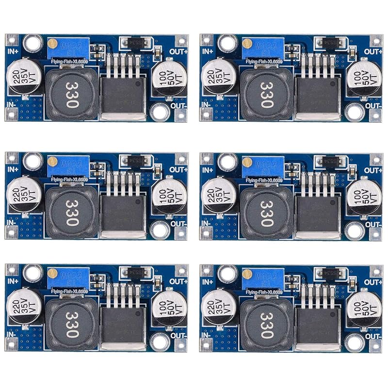 XL6009 DC to DC Boost Converter 3.0-30V to 5-35V Step-up Transformer Power Module, Pack of 6
