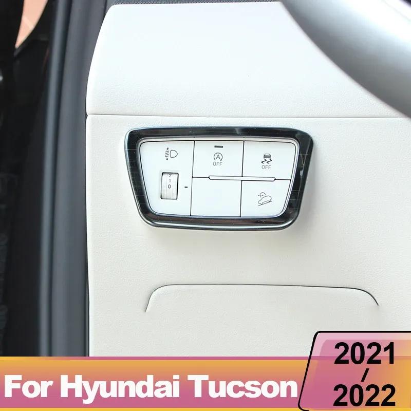Stainless Steel Headlight Lamp Switch Frame Cover For Hyundai Tucson NX4    2024 Cover Trim Car Styling Accessories