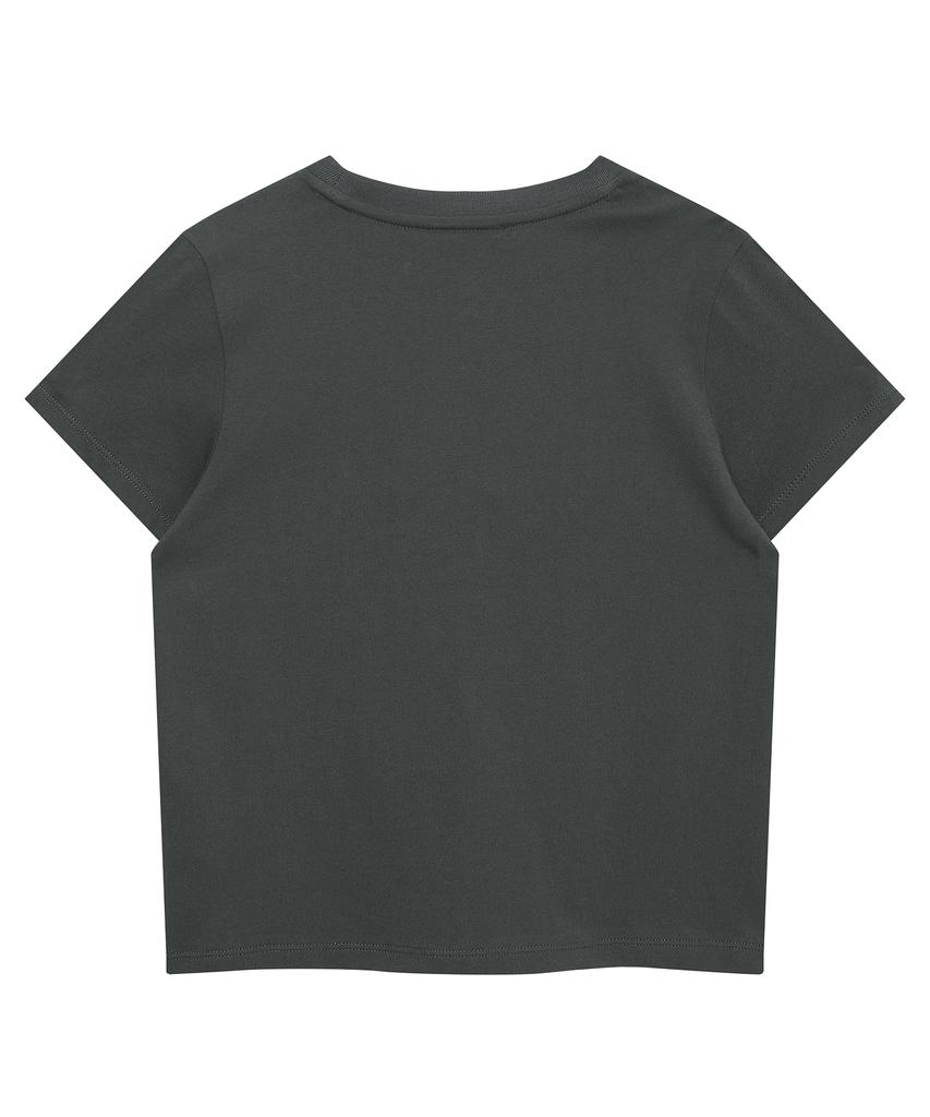 Syupeodeulai Women'S Slogan Logo T-Shirt Charcoal Sdfiscq02Chl