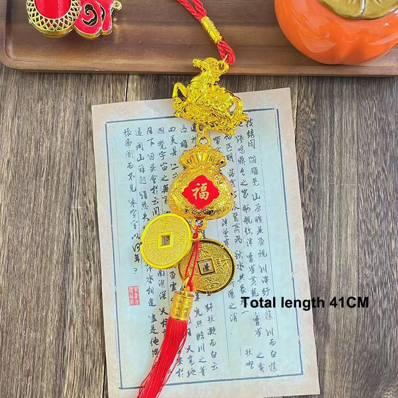 2026 Jahr des Pferdes Wandhänger Ornament Grünpflanze Topfpflanze Glücksbringer Neujahrsdekoration 2026 Jahr des Pferdes Wandhänger Geschenk