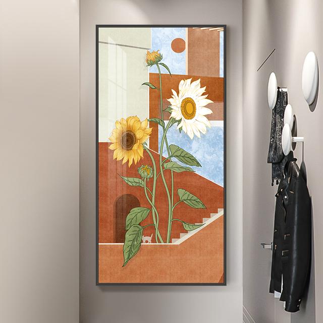 Nordic Sunflower Canvas Painting Flower Landscape Posters Plant Leaves Prints Living Room Porch Decoration Wall Art Cuadros