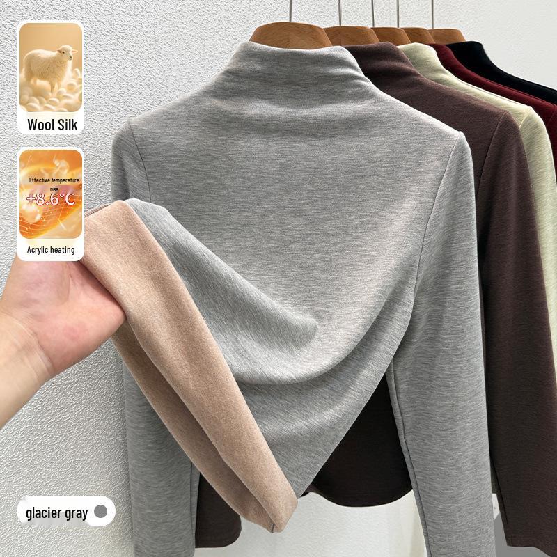 Women s High-Neck Plush Base Layer Top - Thickened Velvet for Autumn/Winter 2025 3XL (135-145 jin)