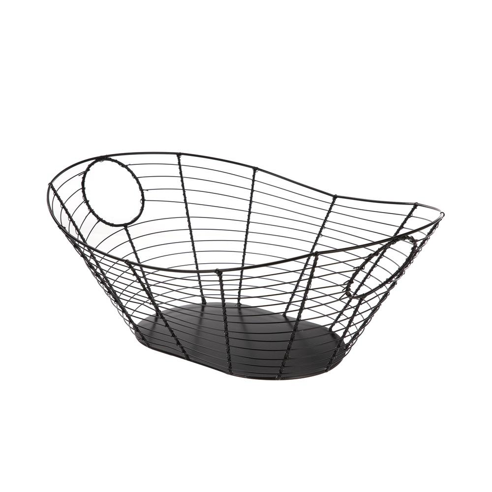 

Корзина из черной проволоки ручной работы с прорезными ручками Декоративное решение для хранения Игрушки Средства гигиены Аксессуары Для дома и улицы United States