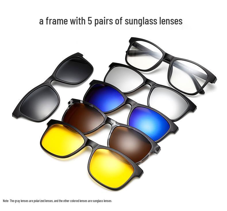Polarized Magnetic Clip-on Sunglasses, TR90 Frame, Large Myopia Lens - Model 2201.