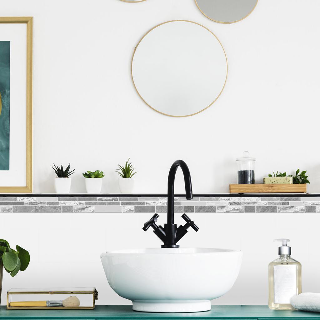 12 Mosaic Special-Shaped Wall Stickers Marble Crystal Tile Stickers Kitchen Bathroom Waterproof Self-Adhesive Wall Decoration