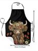 Highland Cow Print Apron, Unisex & Stain-Resistant Easy To Wash, Universal Apron for Cooking & Baking