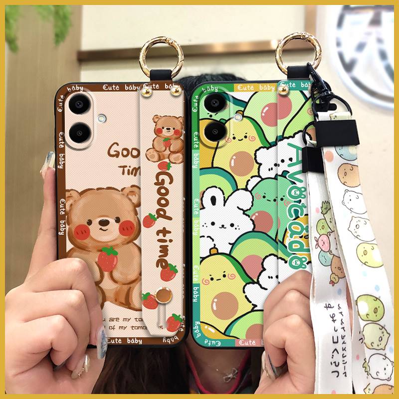 Anti-knock Wristband Phone Case For Samsung Galaxy A07 Fashion Design Wrist Strap Durable Shockproof Soft case Cartoon