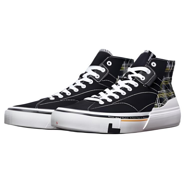 LiNing Canvas Hi Slip Resistant Cushioning Abrasion Resistant Lightweight High Top Skateboard Shoes Women's Black White AECR008-4