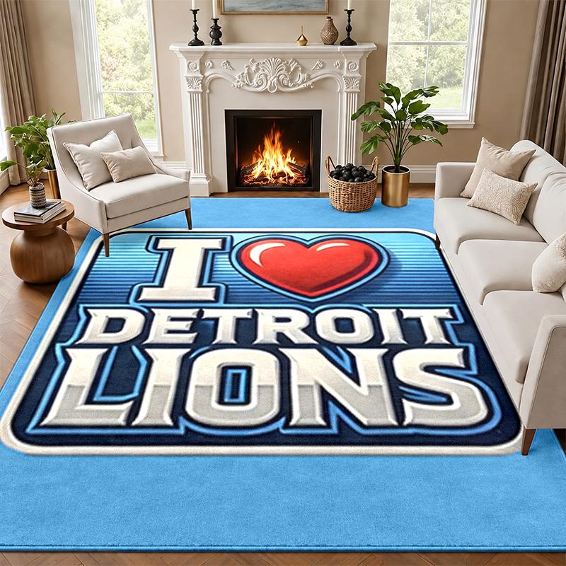 Detroit Lions Carpet Door Mat for Living Room or Bedroom Protective Mat Under Chair Office Decoration Christmas Gift Birthday Present