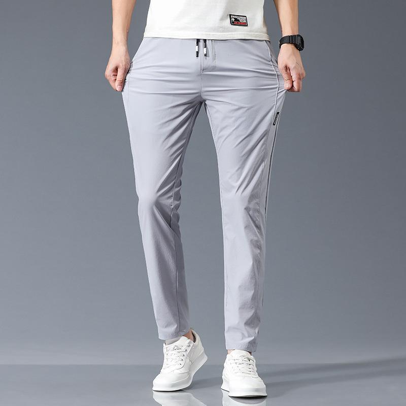 2023 Men's Ice Silk Quick-Dry Straight Loose Pants - Comfortable, Elastic, Slim Fit
