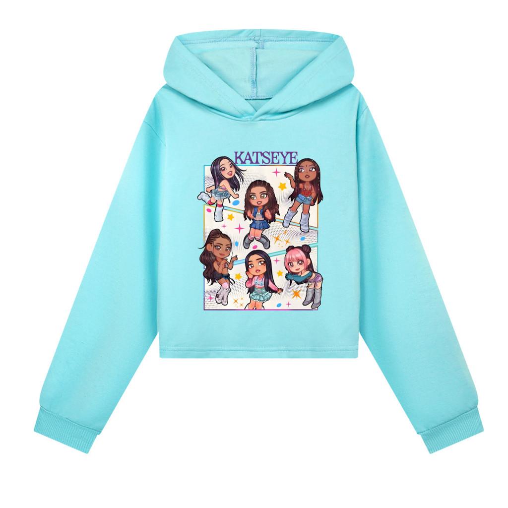 5299 Kinder Mädchen KATSEYE Bedruckte Mode Langarm Kapuzenpullover