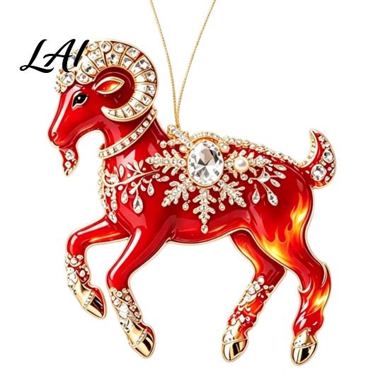 Acrylic Ornament for Restaurant 2PCS Christmas Goat Hanging Ornaments Decorative 2D Tree Birthday Party Decor Pendants Lightweight Festive Ornaments