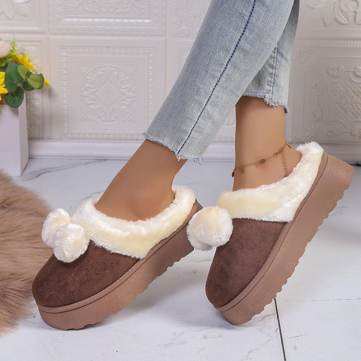 

Нескользящие утолщенные подошвы для увеличения роста, зимние женские ботинки, флисовые теплые хлопковые шлепанцы, пушистые хлопковые шлепанцы 40