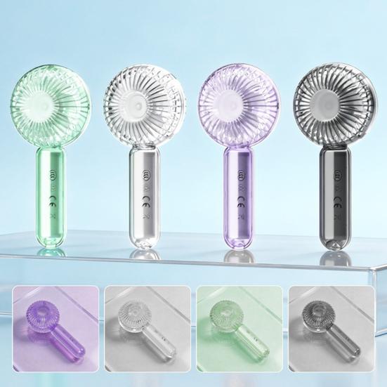 Portable Handheld Fan with LED Light USB Rechargeable Mini Fan with Hook 3 Speeds Brushless Motor Quiet Summer Gadget for Travel Office Outdoor