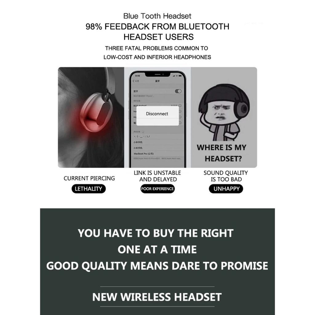 HiFi Stereo Wireless Bluetooth Headphones Music Sport Gamer Headsets for Laptops Noise Reduction Earphones In Mic Support TF/FM