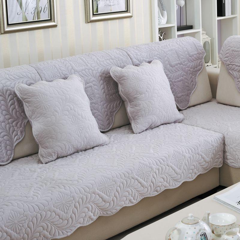 

Sofa Cushion All Year Round General Fabrics Leather Non-Slip Seat Cushions Solid Wood Winter Stuffed All-Inclusive Universal Cover Cover Full Covered Short plush Phoenix Gray 45*45cm pillow core