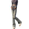 Rough Edge Slightly Pulled Jeans Women's Spring and Autumn New High-waisted Slim-fitting Splicing Nostalgic Horseshoe Horn Jeans
