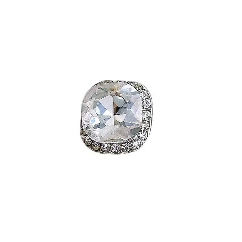 Nail Art Rhinestone Ornaments: Large Oval & Square Transparent Silver-White Crystals