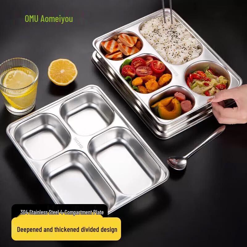 304 Stainless Steel 4-Compartment Meal Tray