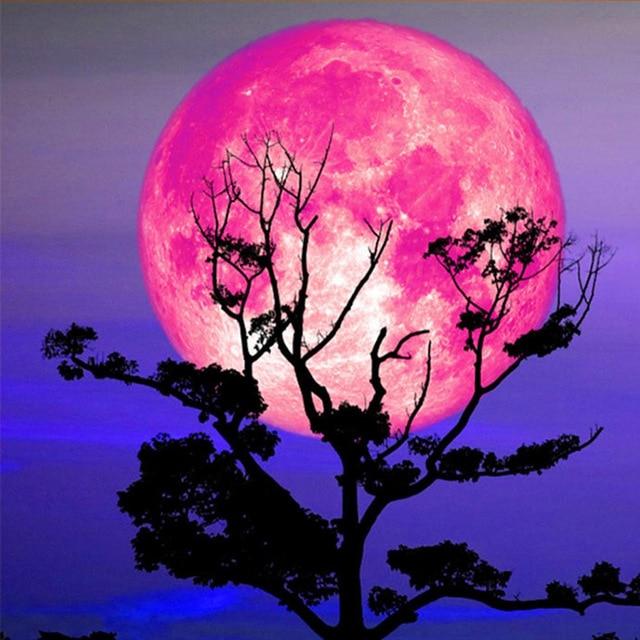 50X50CM 5D Diamond Painting Landscape DIY Full Diamond Moon Tree Embroidery Kit Mosaic Home Decoration