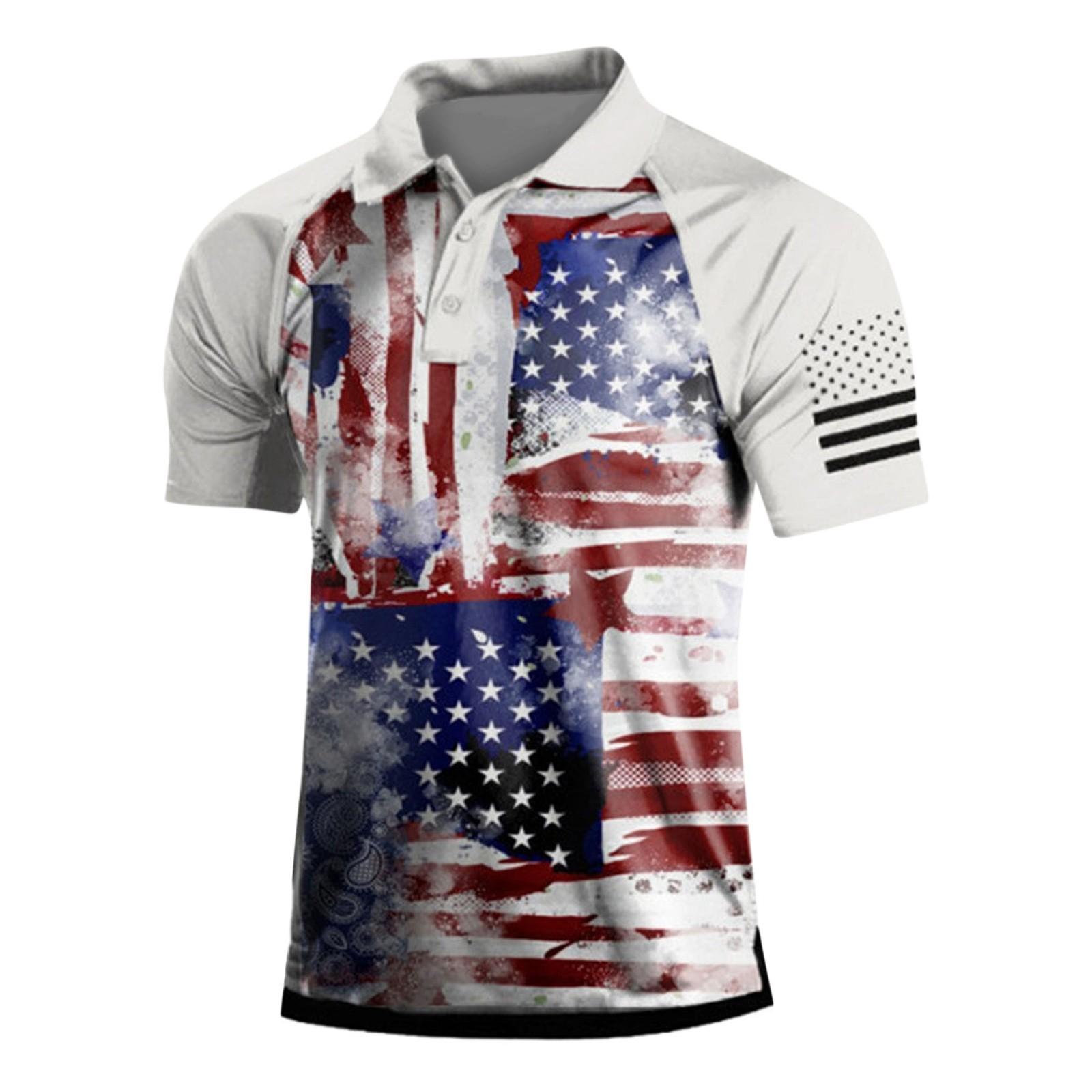 

Мужская рубашка с коротким рукавом и принтом «День независимости» с тремя пуговицами, мужская рубашка с регланами XXL винный