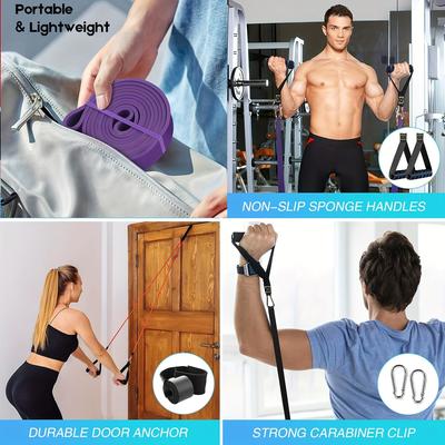 9-Piece Resistance Band Set with Heavy Tension, TPE Material, Stackable Design for Men and Women - Exercise Bands for Muscle Str