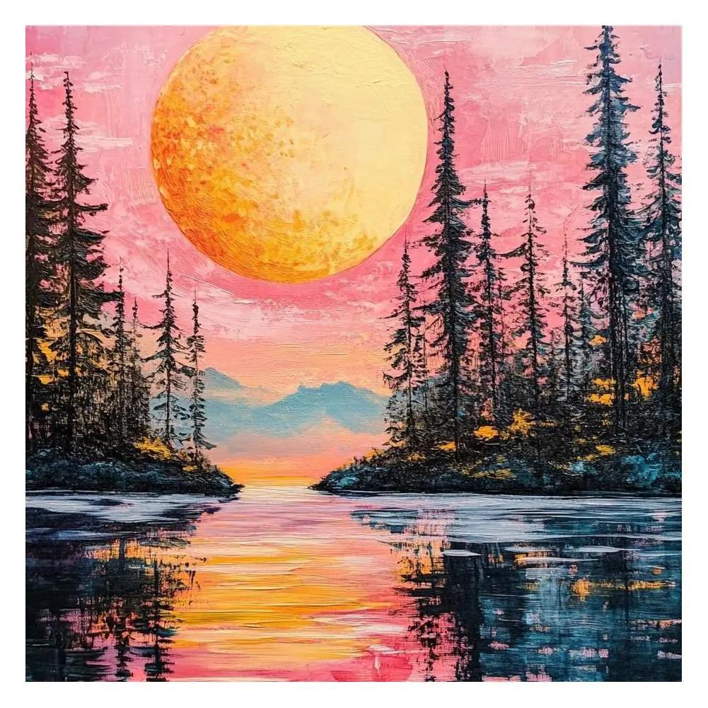 

DIY 5D Moon Tree Full Round Mosaic Landscape Flower Diamond Embroidery Art Rhinestone For Home Indoor Decor M9Z9