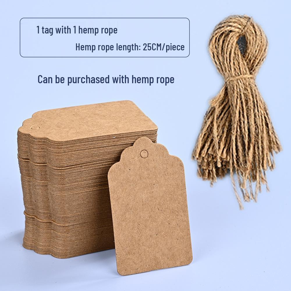 50x30 Kraft Paper Flower Head Blank Hang Tag - European Handwritten Message Bookmark Gift