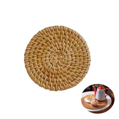 Wood Rattan Tea Coaster, Teacup Stand, Tray, Rattan Props