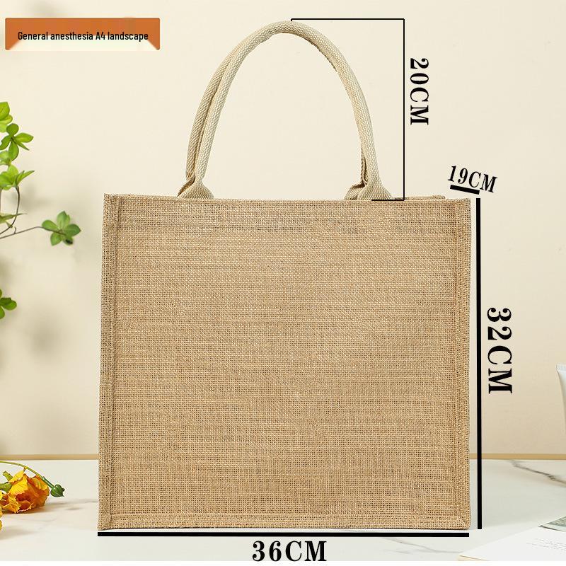 Hand-Painted Muji Jute Burlap Tote Bag for Christmas